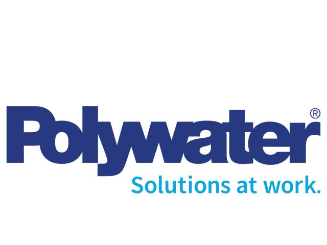 Polywater company logo with the slogan “Solutions at work.” displayed below in blue text.